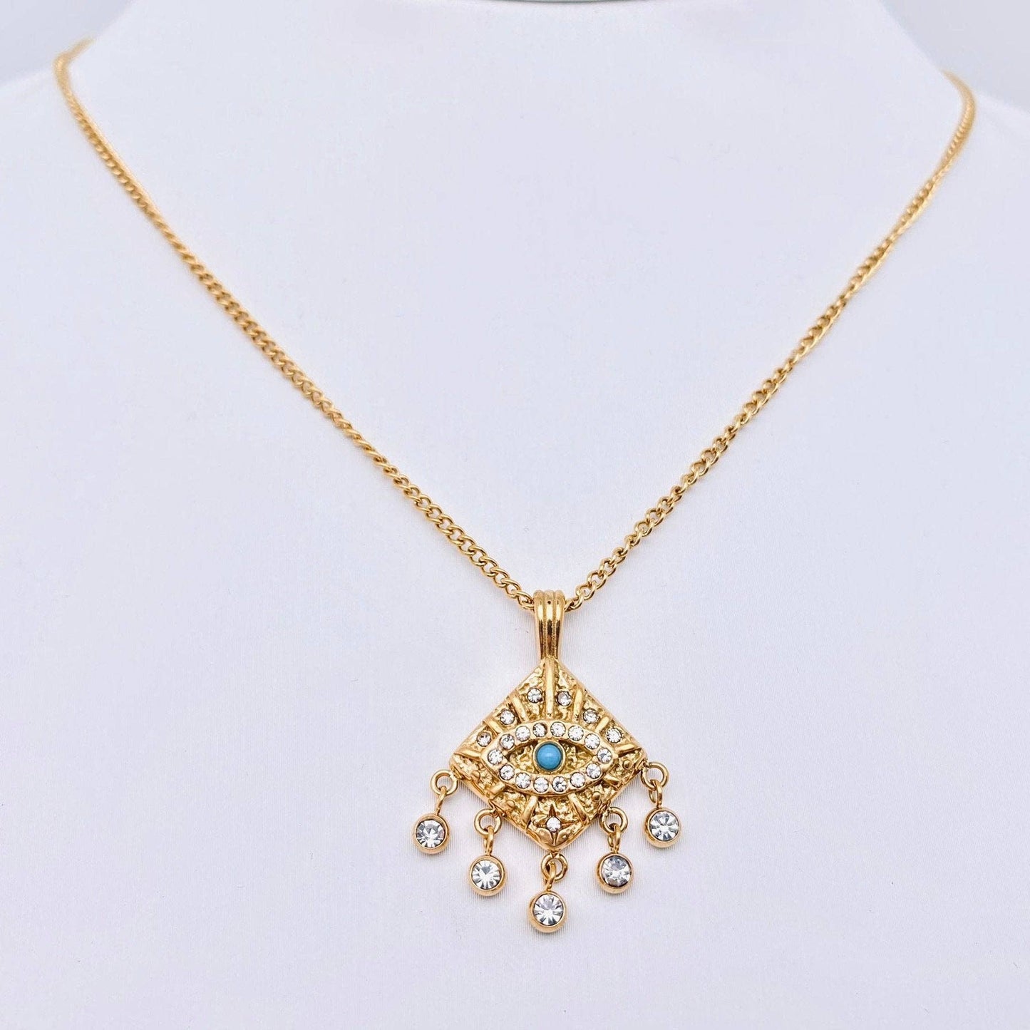 Evil Eye 18K Gold-Plated Stainless Steel Charm Necklace