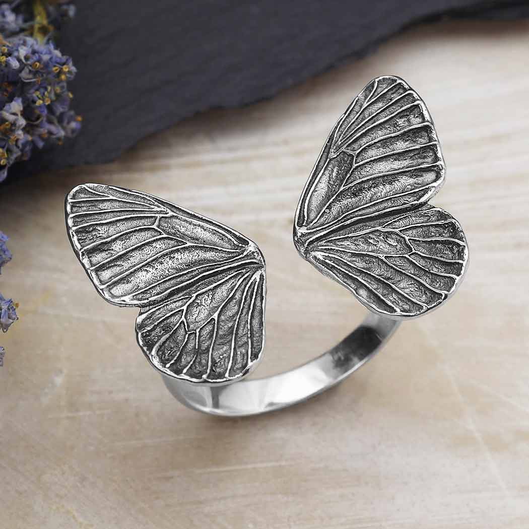Bronze Adjustable Dimensional Butterfly Wings Ring