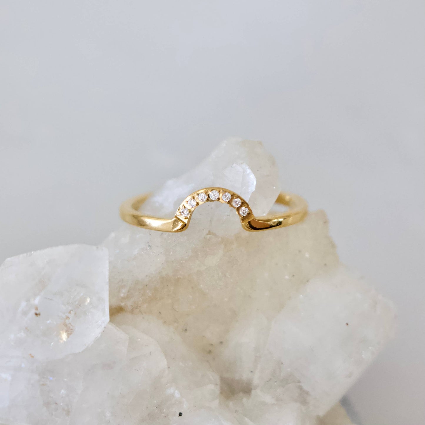 Zircon Half Moon Stack Ring - Waterproof