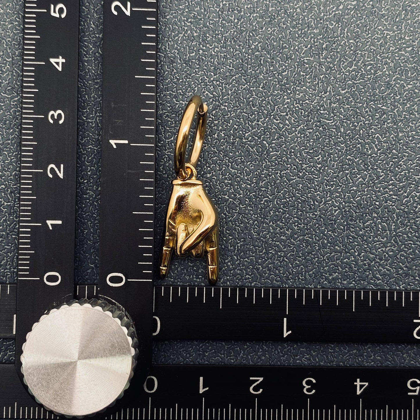 18K Gold Plated Rock & Roll Gesture Charm Huggie Earring