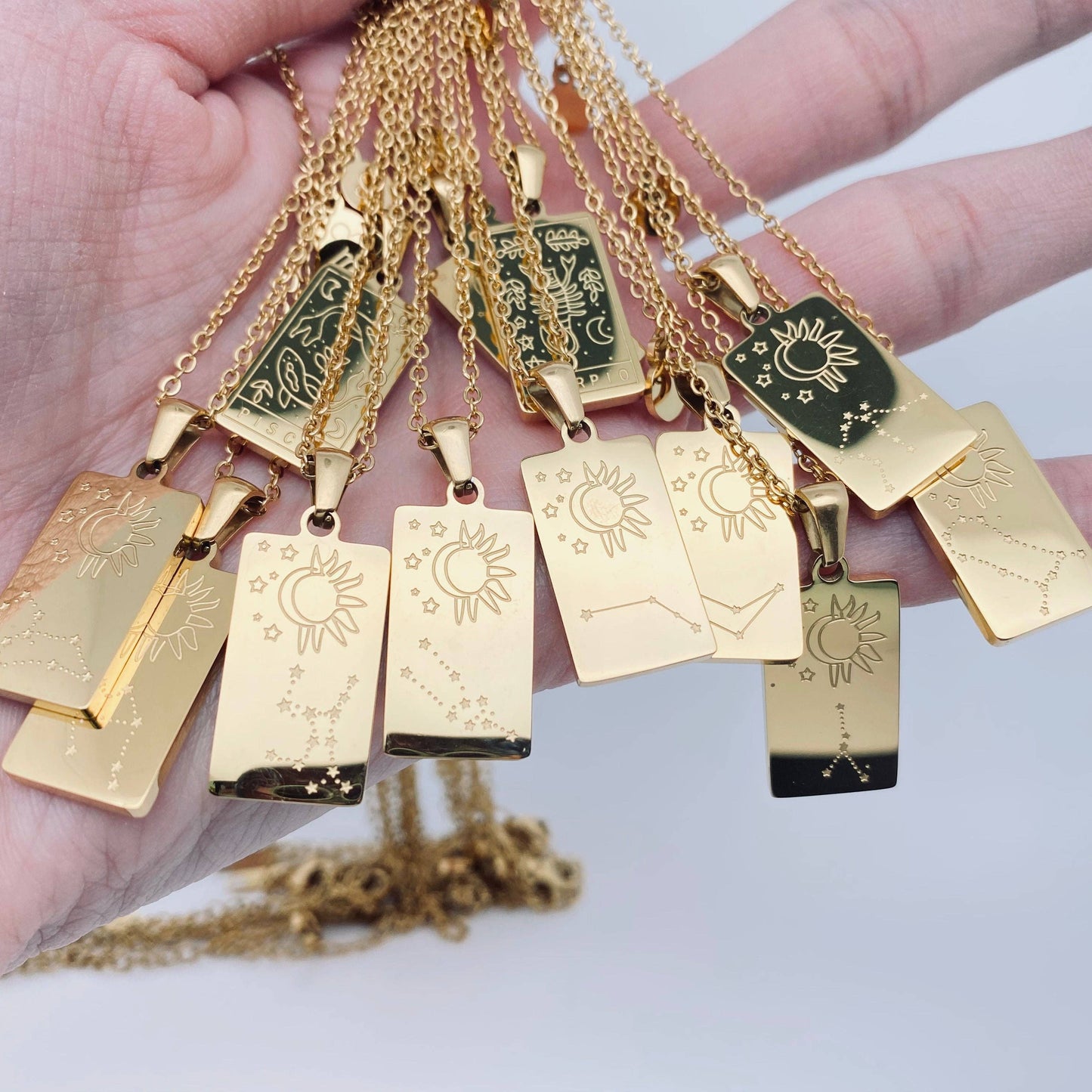 Zodiac Constellation Charm Necklace - Gold Plated Stainless Steel