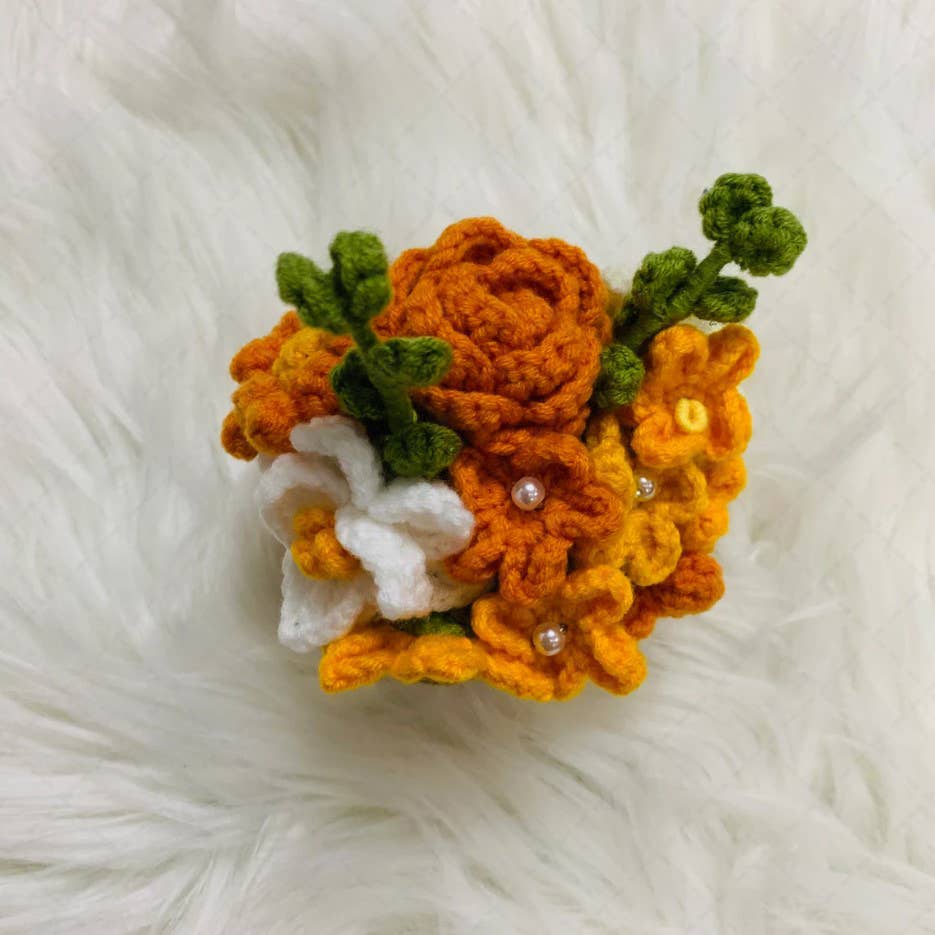 Cute Crochet Flower Basket Car Mirror Hanging Ornament Decor