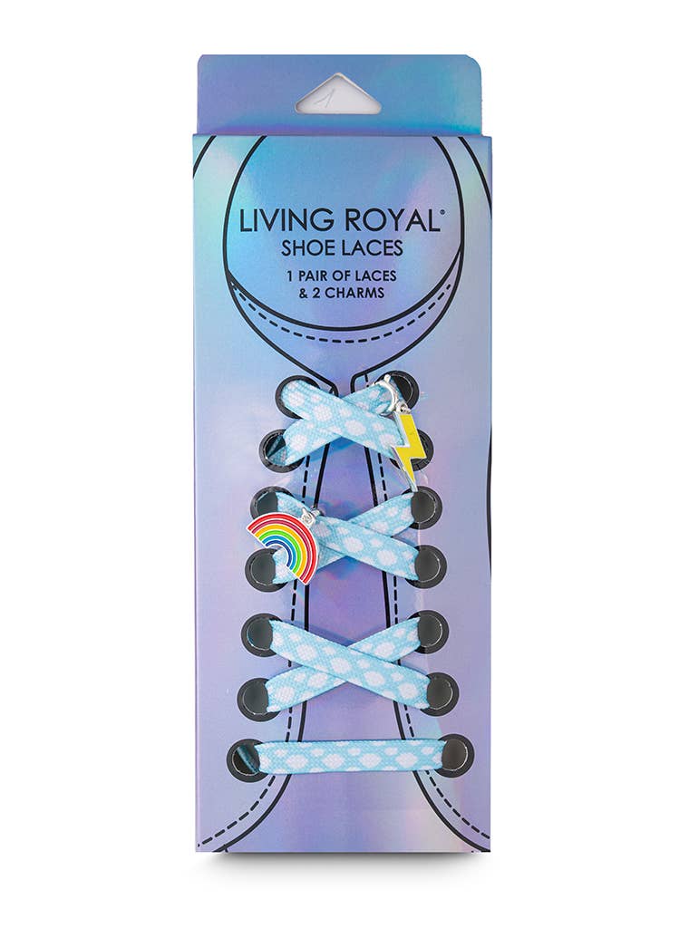 Shoelaces w/Charms Set - Clouds w/Rainbow & Lightning Charms