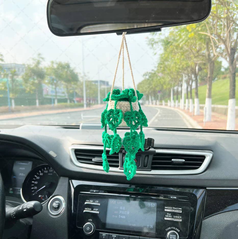 Crochet Monstera Plant, Car Plant Hanging, Plant Lover Decor