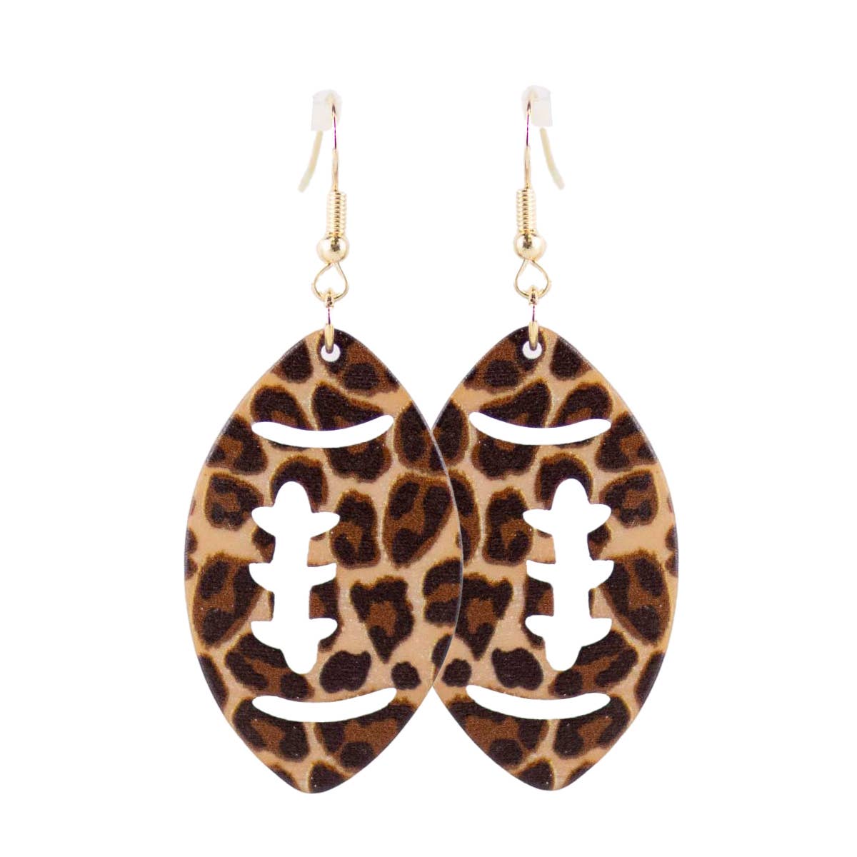 Leopard Football Acetate Earrings Black/Brown 2.5"