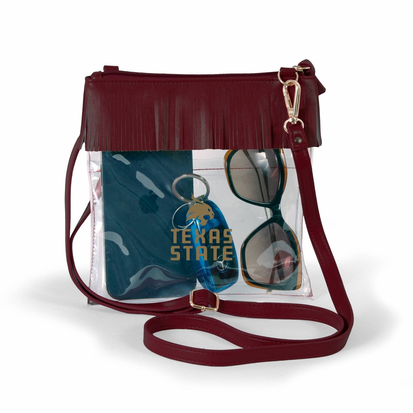 Texas State Clear crossbody with fringe