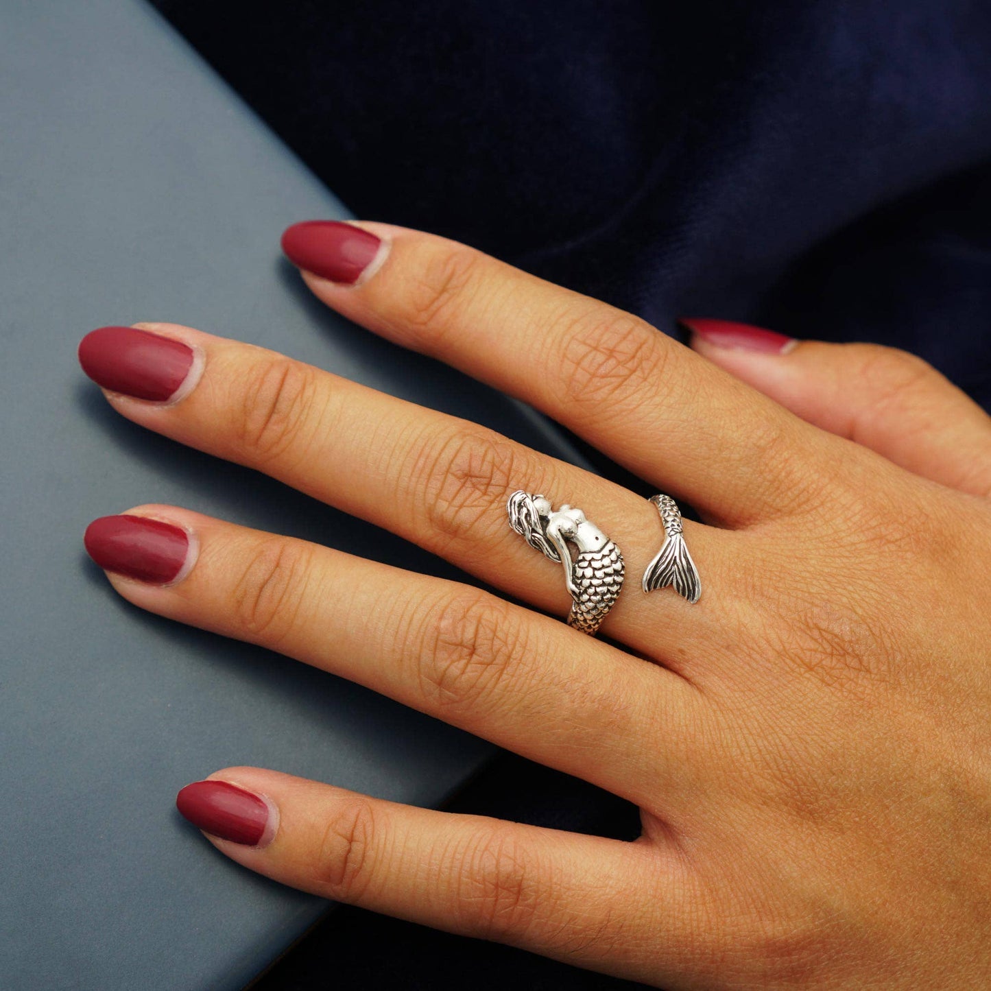 Sterling Silver or Bronze Adjustable Mermaid Ring