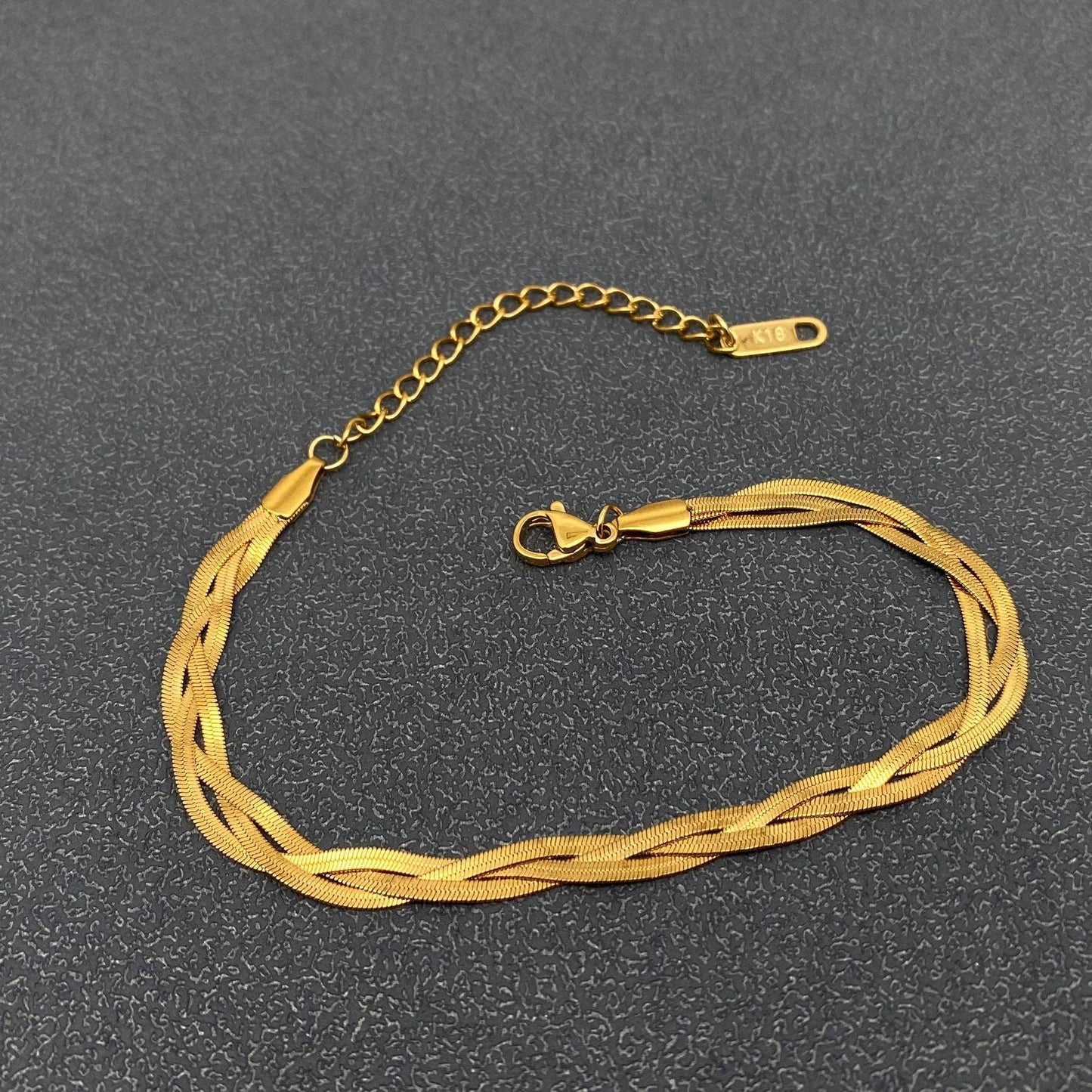Snake Bone Chain 18K Gold Plated Steel Bracelet
