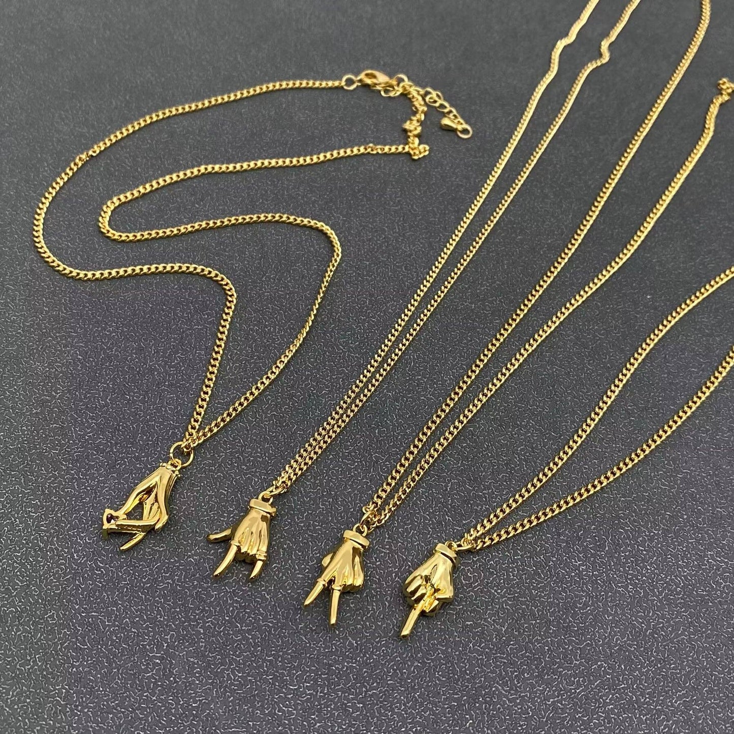 Hand Gesture Charm 18K Gold-plated Necklace
