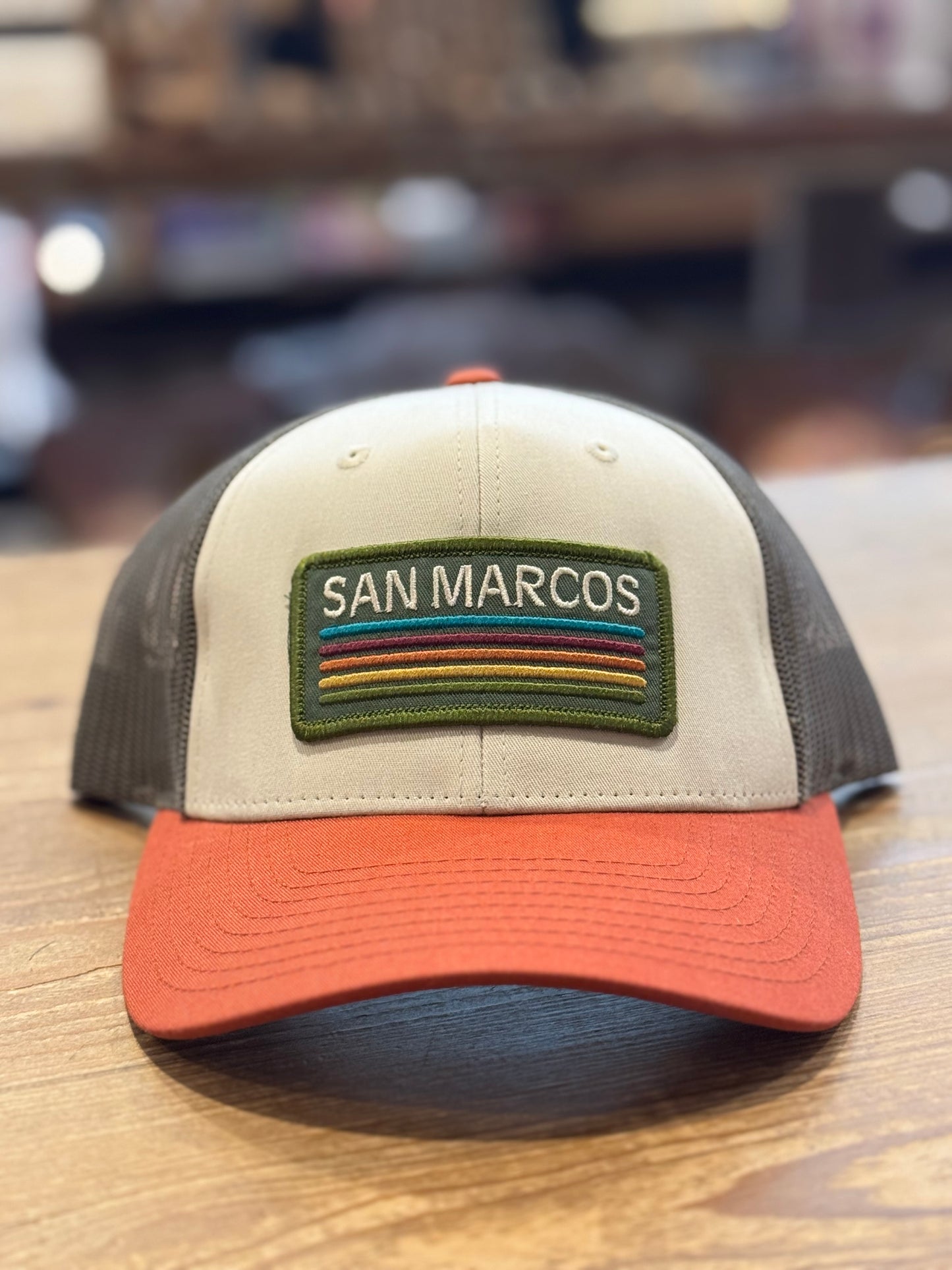 Trucker Hat - Cream & Rust - San Marcos Retro Patch