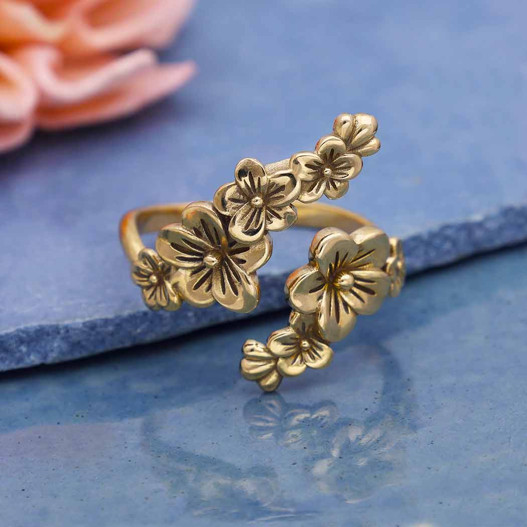 Sterling Silver Adjustable Cherry Blossoms Ring
