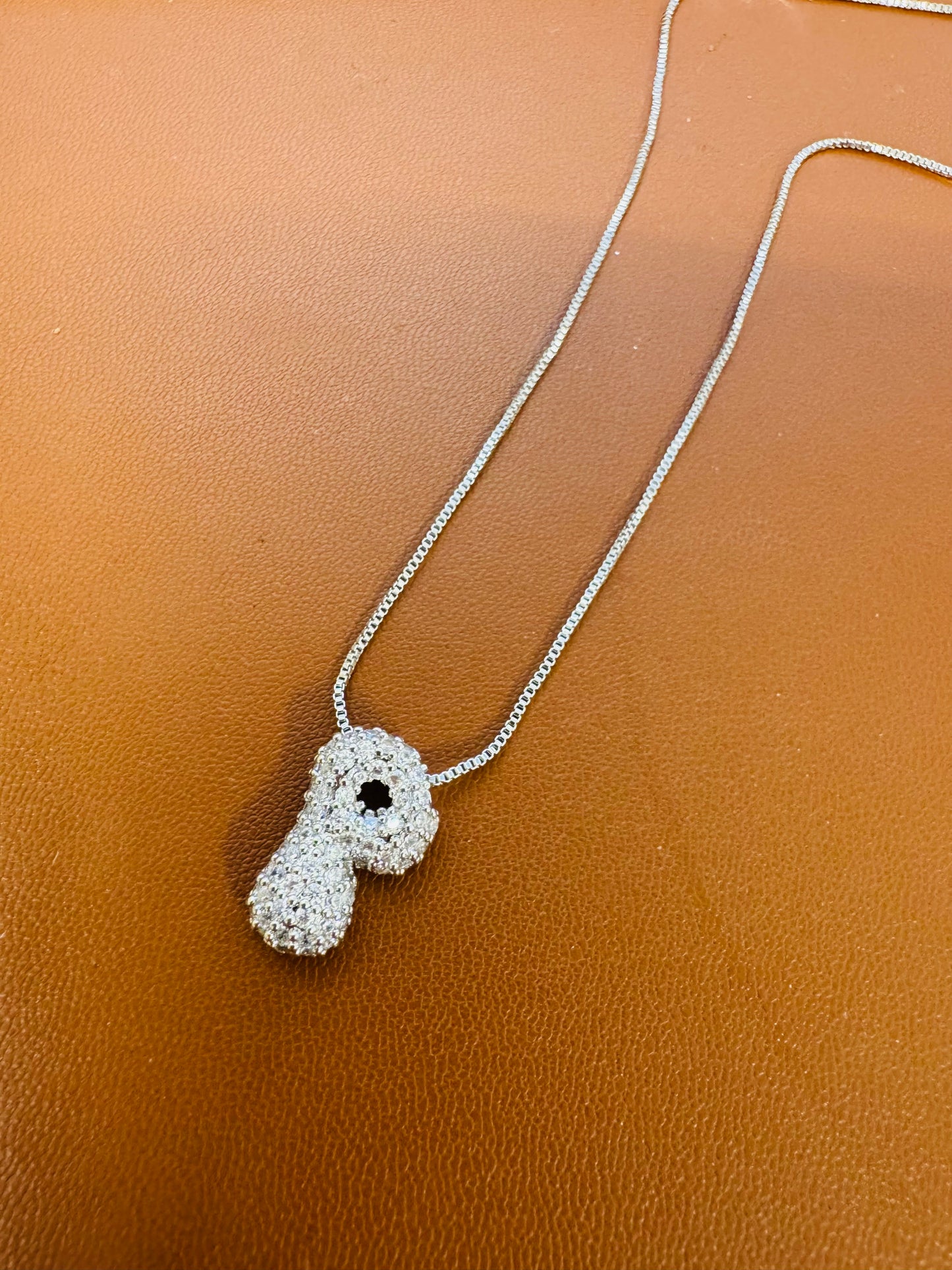 Silver Pave Stone Bubble Necklace