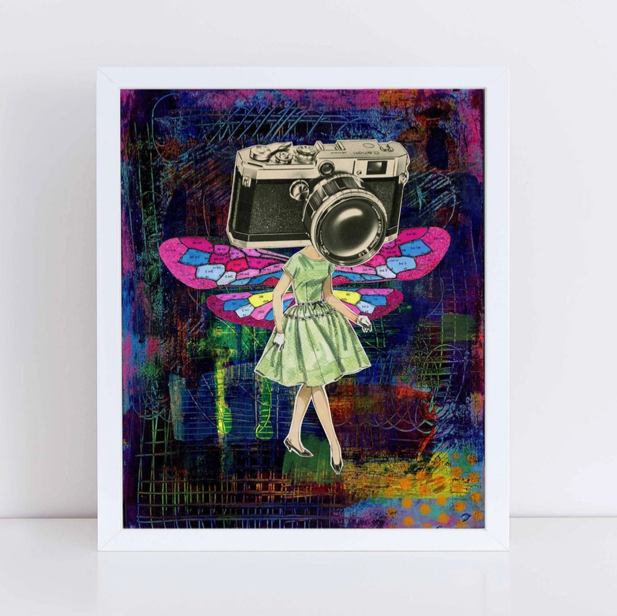 Dragonfly Girl // Collage Art Print