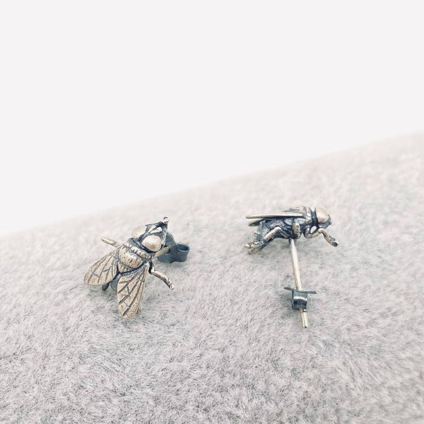 Sterling Silver Fly Stud Earrings