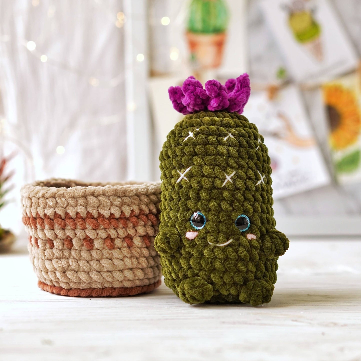 Crochet Cheeky Cactus, Amigurumi Cactus, Handmade Plant