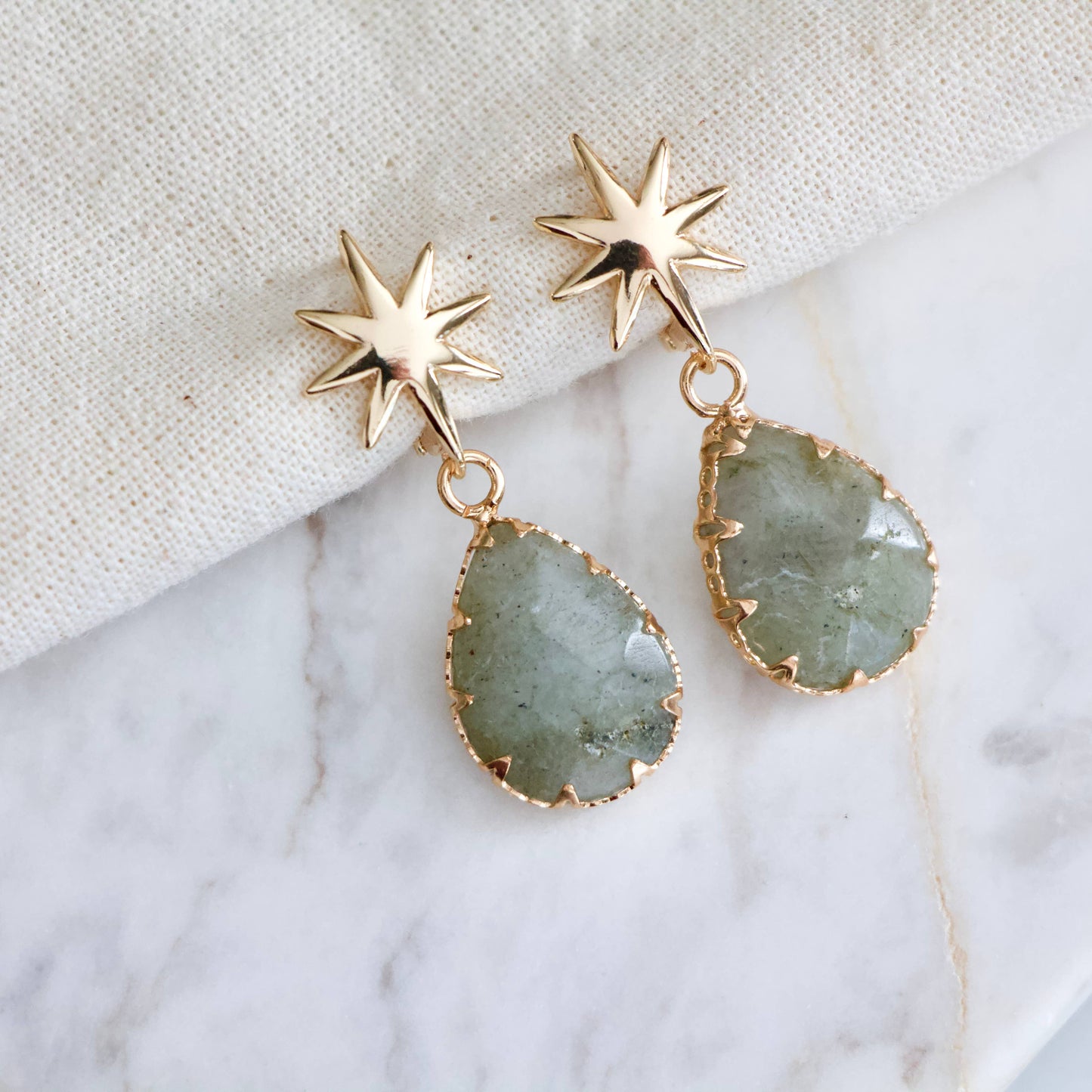 Labradorite Star Hoop Earrings