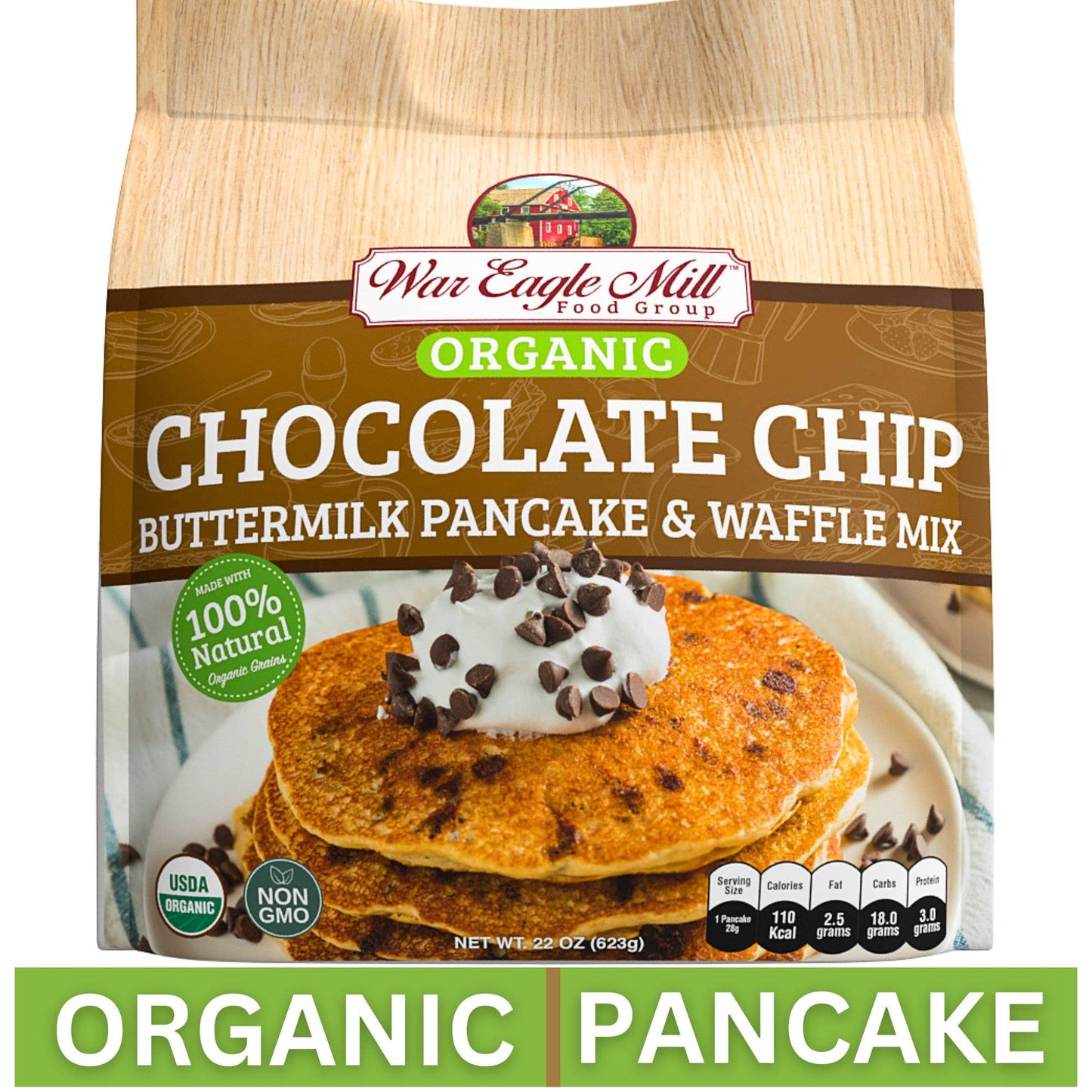Chocolate Chip Pancake & Waffle Mix, Organic 22 oz. Bag