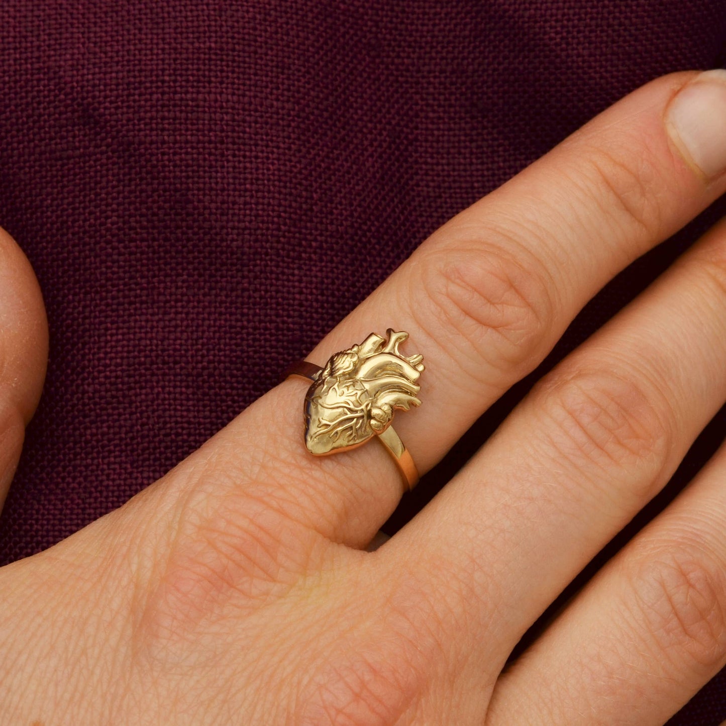 Sterling Silver Anatomical Heart Ring