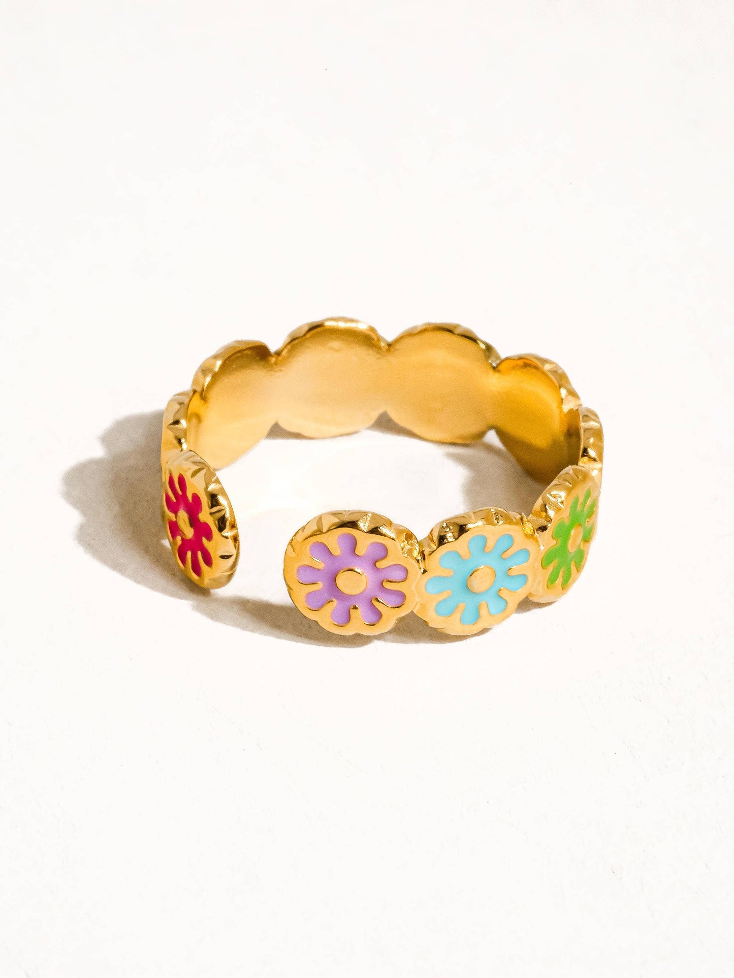 Marbella 18K Gold Non-Tarnish Floral Patterned Ring