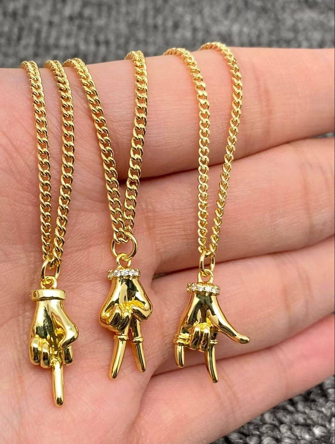 Hand Gesture Charm 18K Gold-plated Necklace