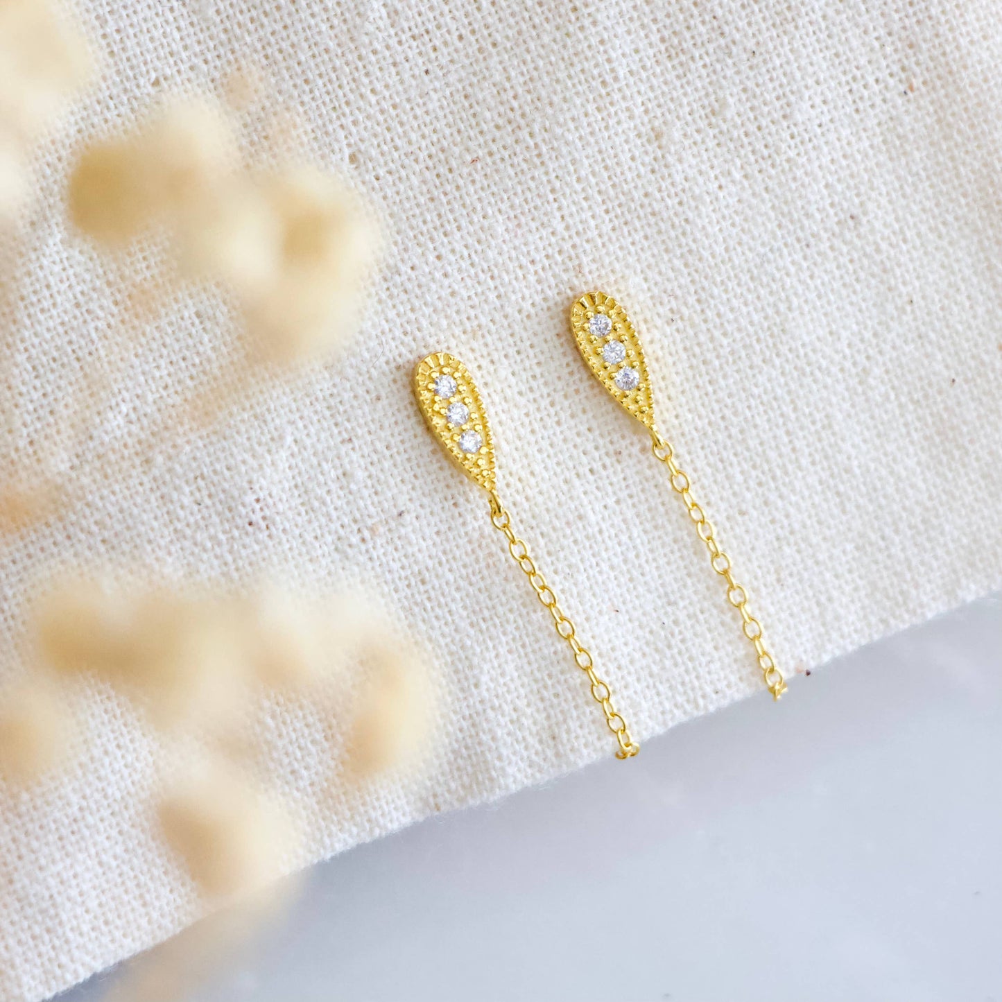 CZ Chain Earrings - Hypoallergenic
