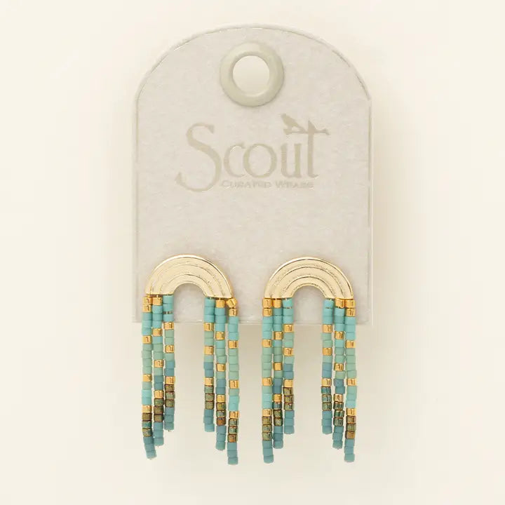 Chromacolor Miyuki Rainbow Fringe Earring - Turquoise/ Mint/Gold
