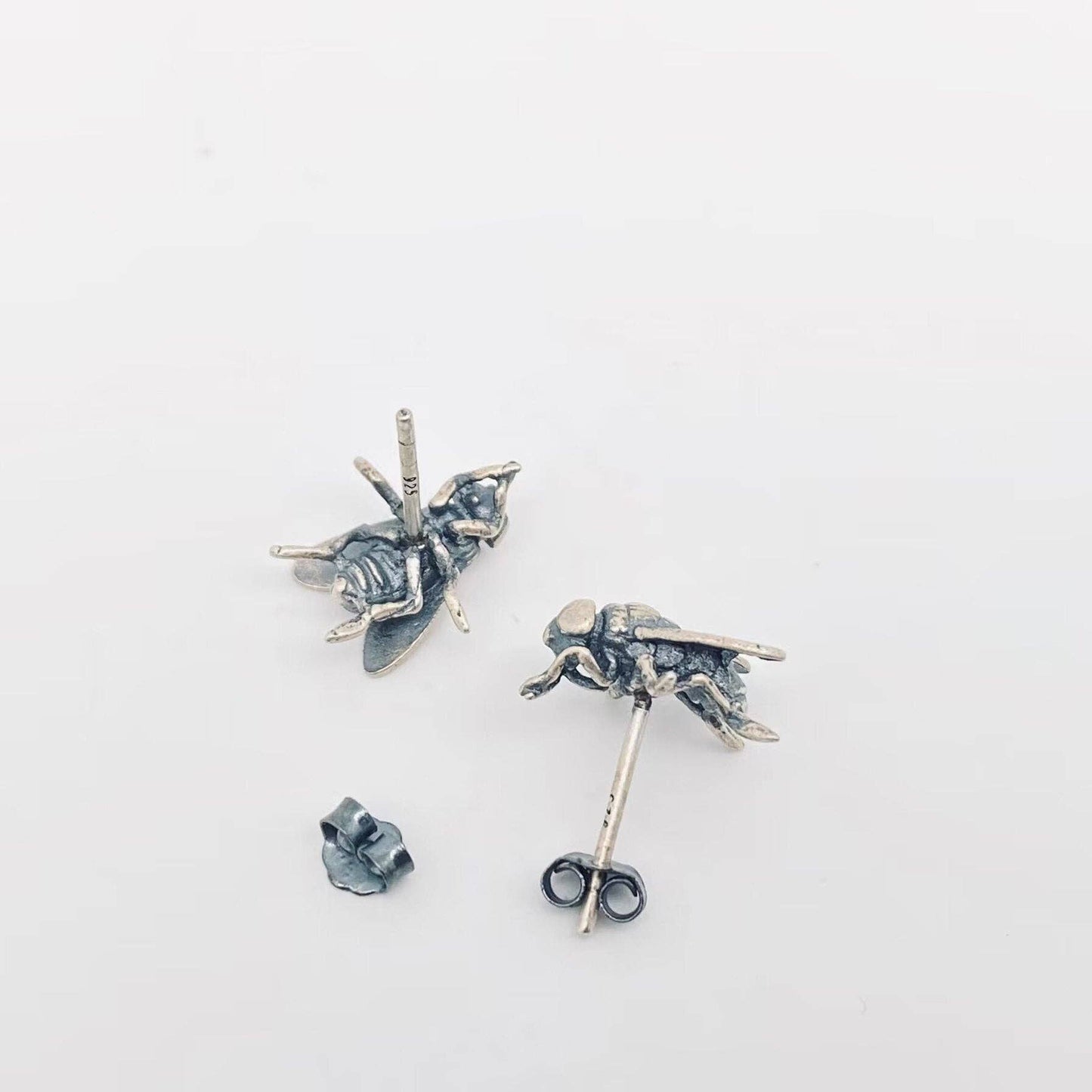 Sterling Silver Fly Stud Earrings
