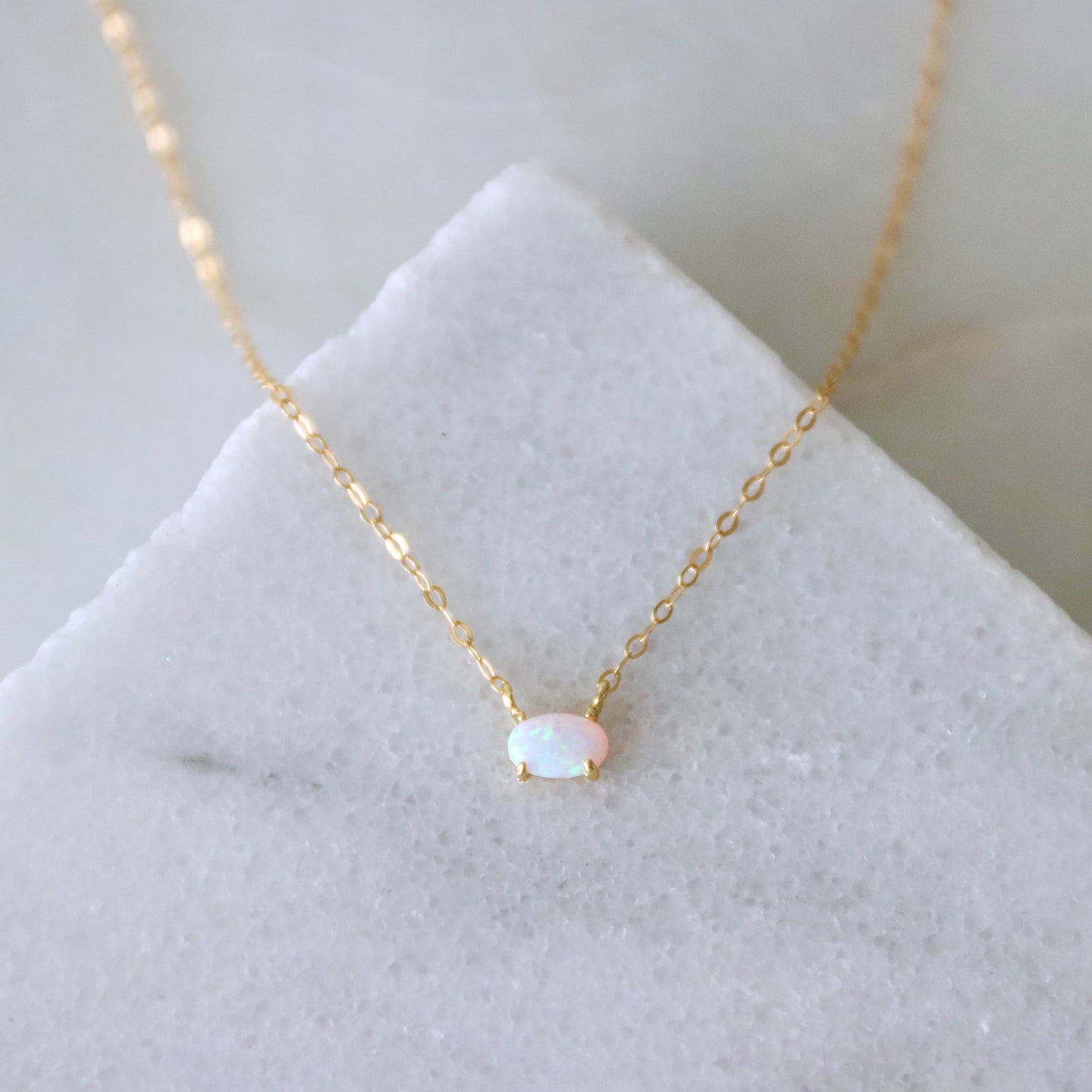 Mini Oval Opal Necklace: 16 inches