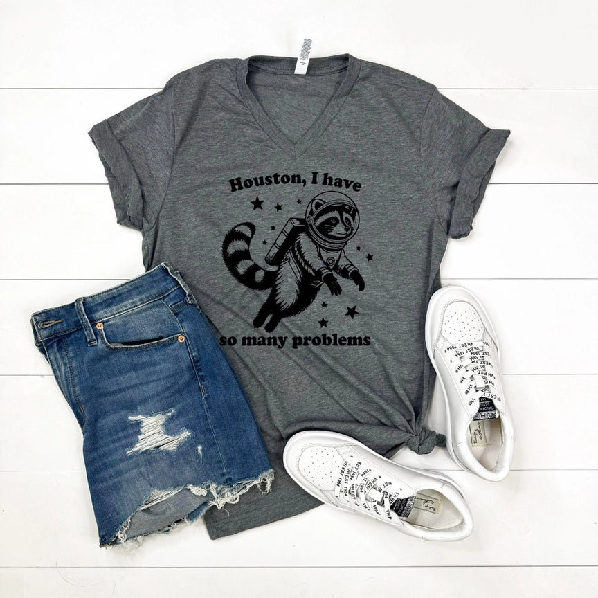 Houston Problems V neck tee shirt