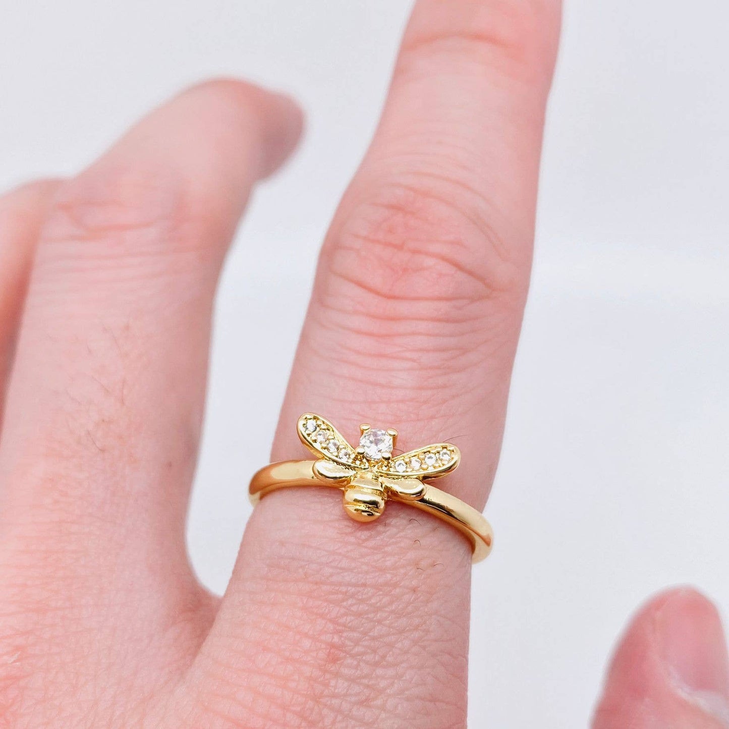 Cubic Zirconia Bee Adjustable Ring