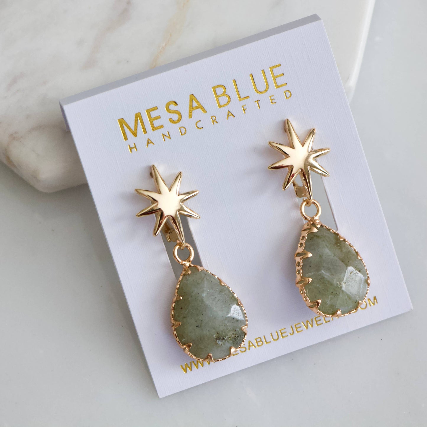 Labradorite Star Hoop Earrings