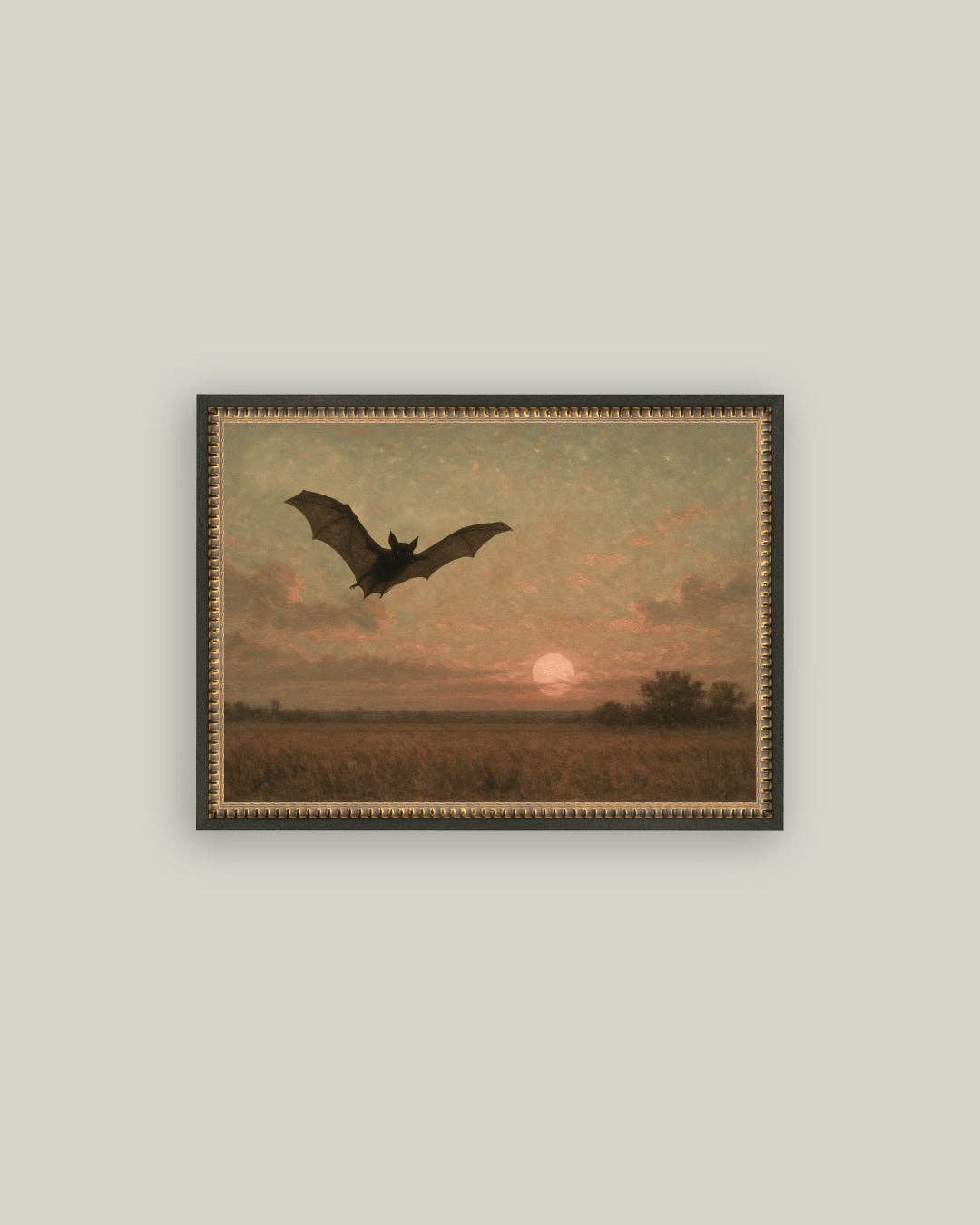 Bat at Dusk Framed Antique Art