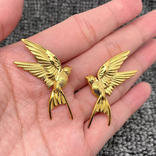 18K Gold Plated Stainless Steel Bird Stud Earrings