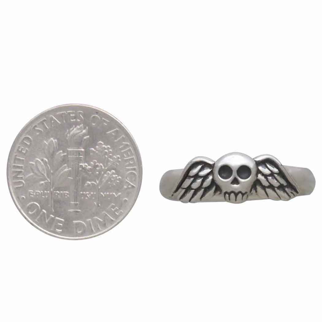 Sterling Silver Winged Skull Ring