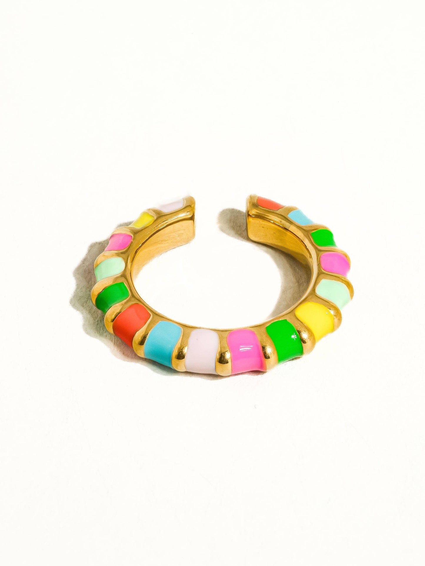 Sardinia 18K Gold Non-Tarnish Colorful Thin Band Ring