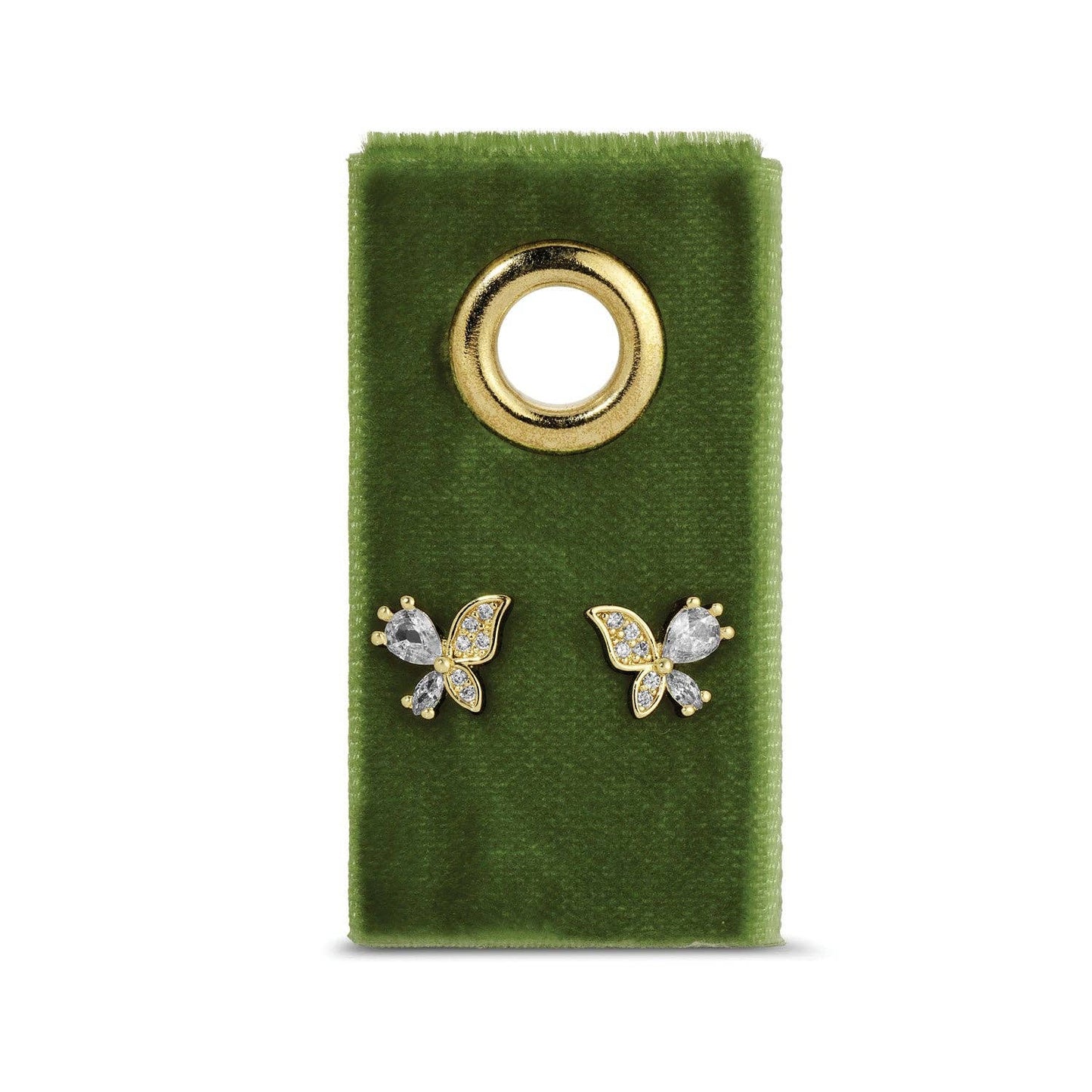 CZ Butterfly Studs on Velvet Gift Tag