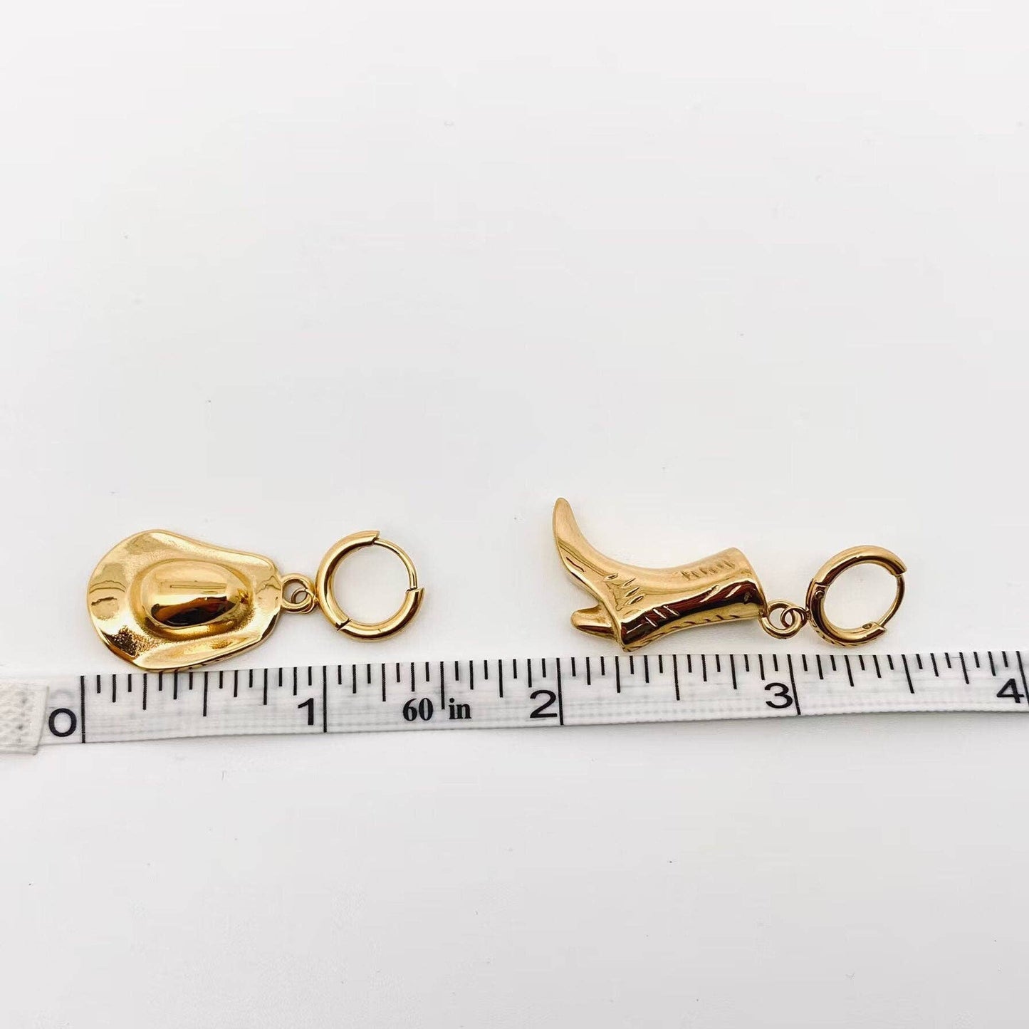Western Cowgirl Hat Boot Asymmetric Huggie Earrings - FGS/WJ