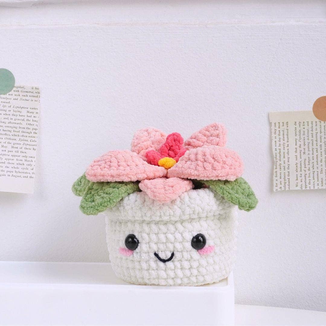 Blossom Harmony Crochet, Pink Lily, Sunflower, Camellia Pot