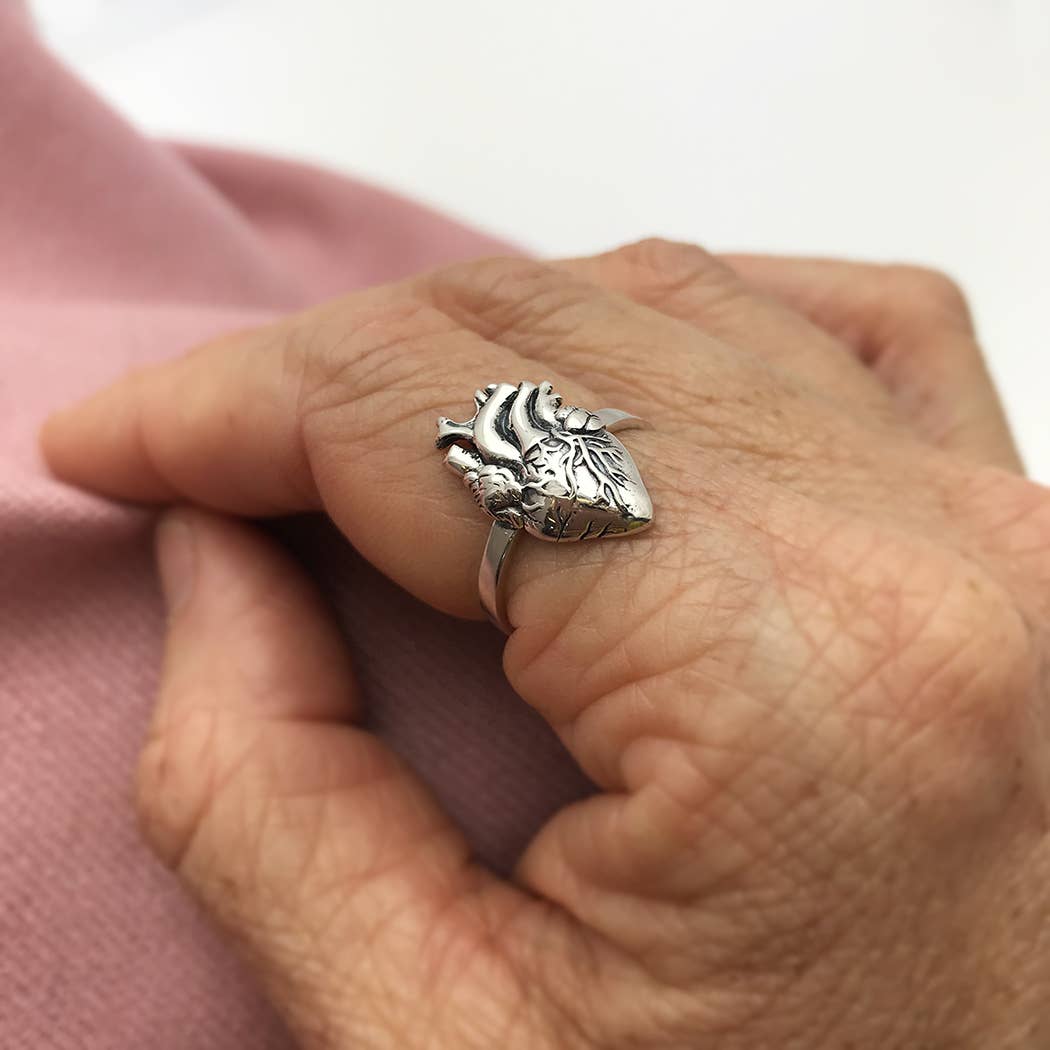 Sterling Silver Anatomical Heart Ring