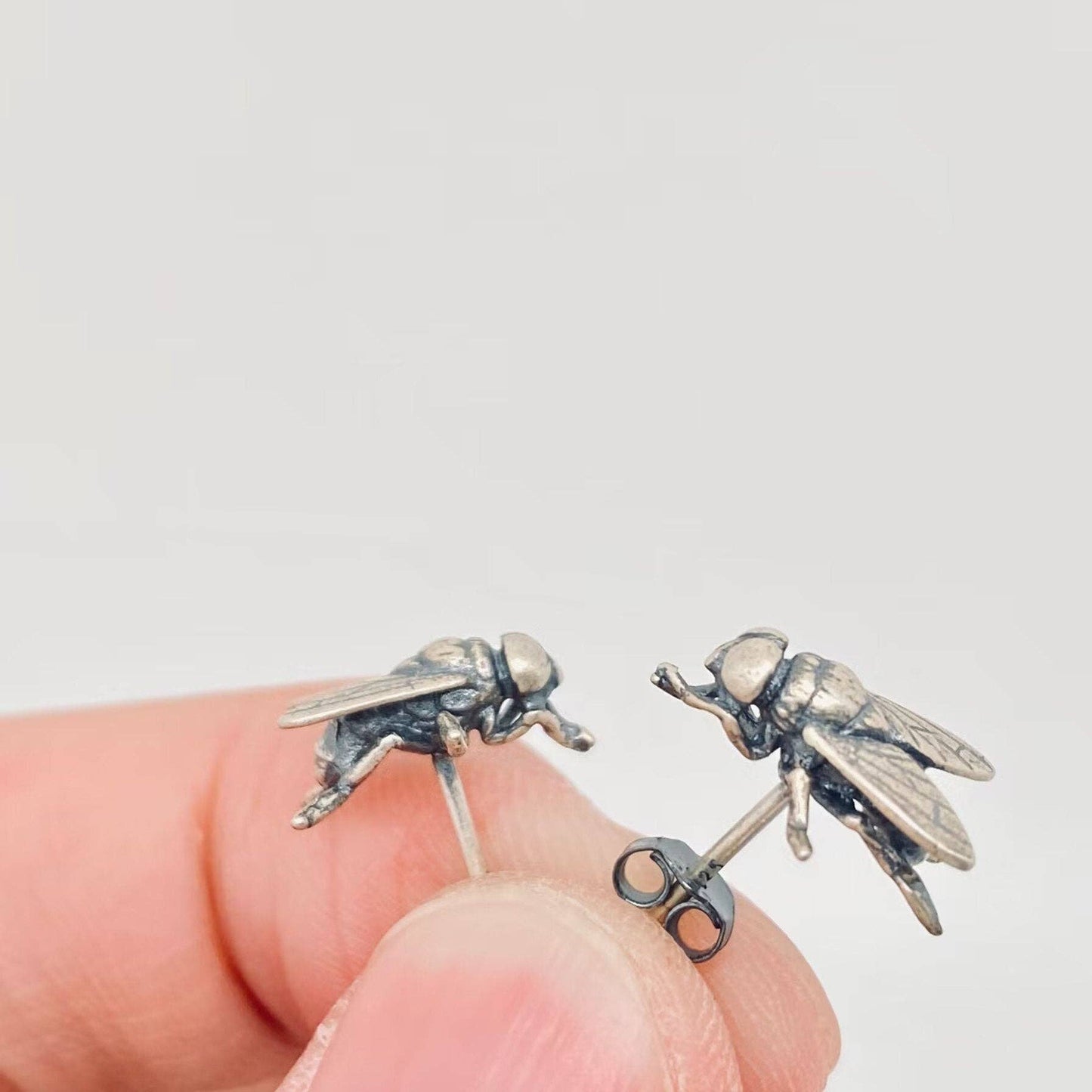Sterling Silver Fly Stud Earrings