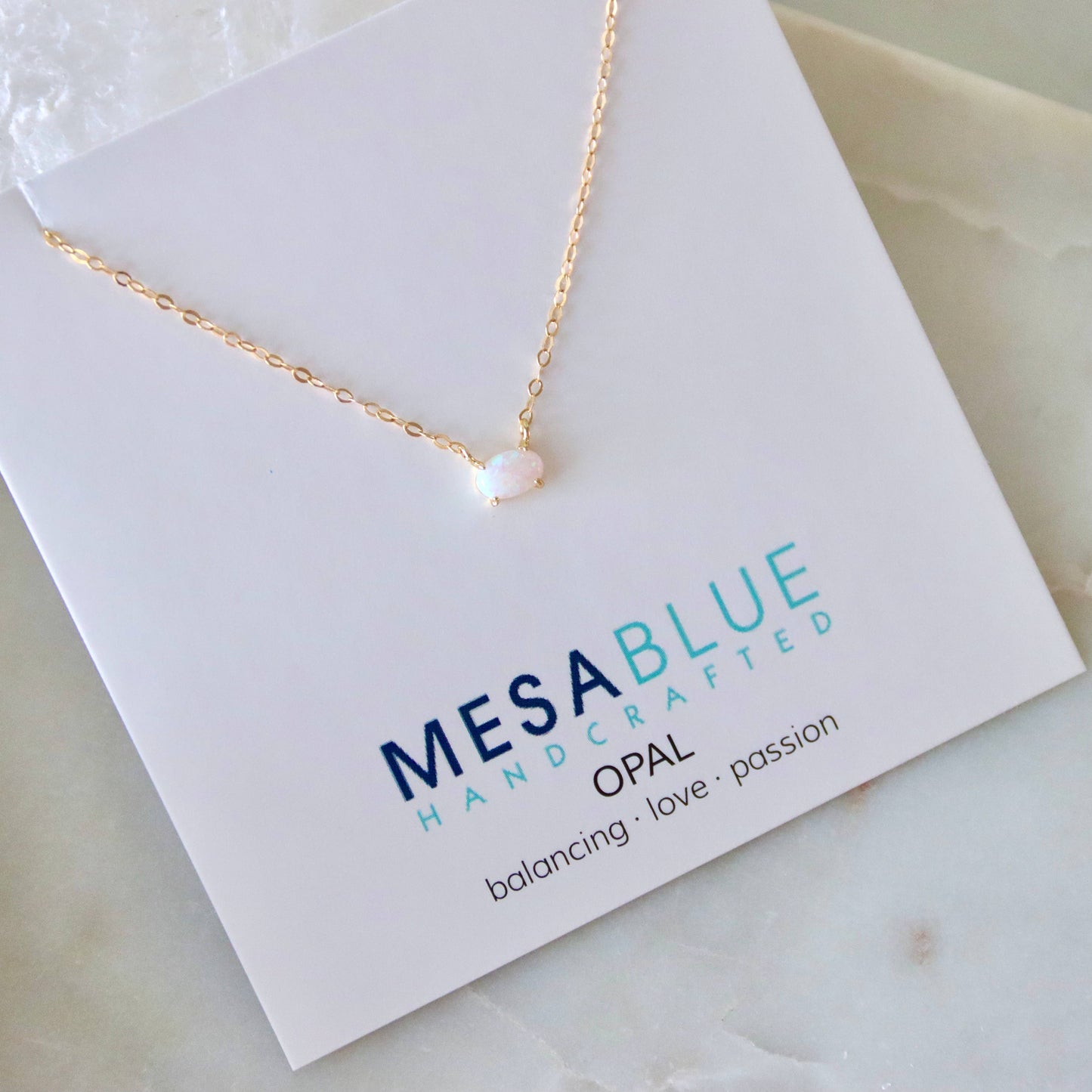 Mini Oval Opal Necklace: 16 inches