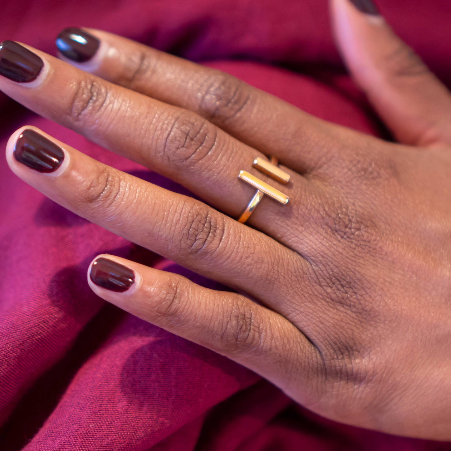 Sterling Silver Adjustable Bar Ring
