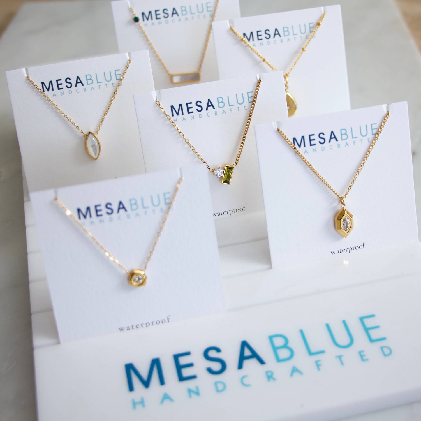 Olive Zircon geometric Necklace - Waterproof