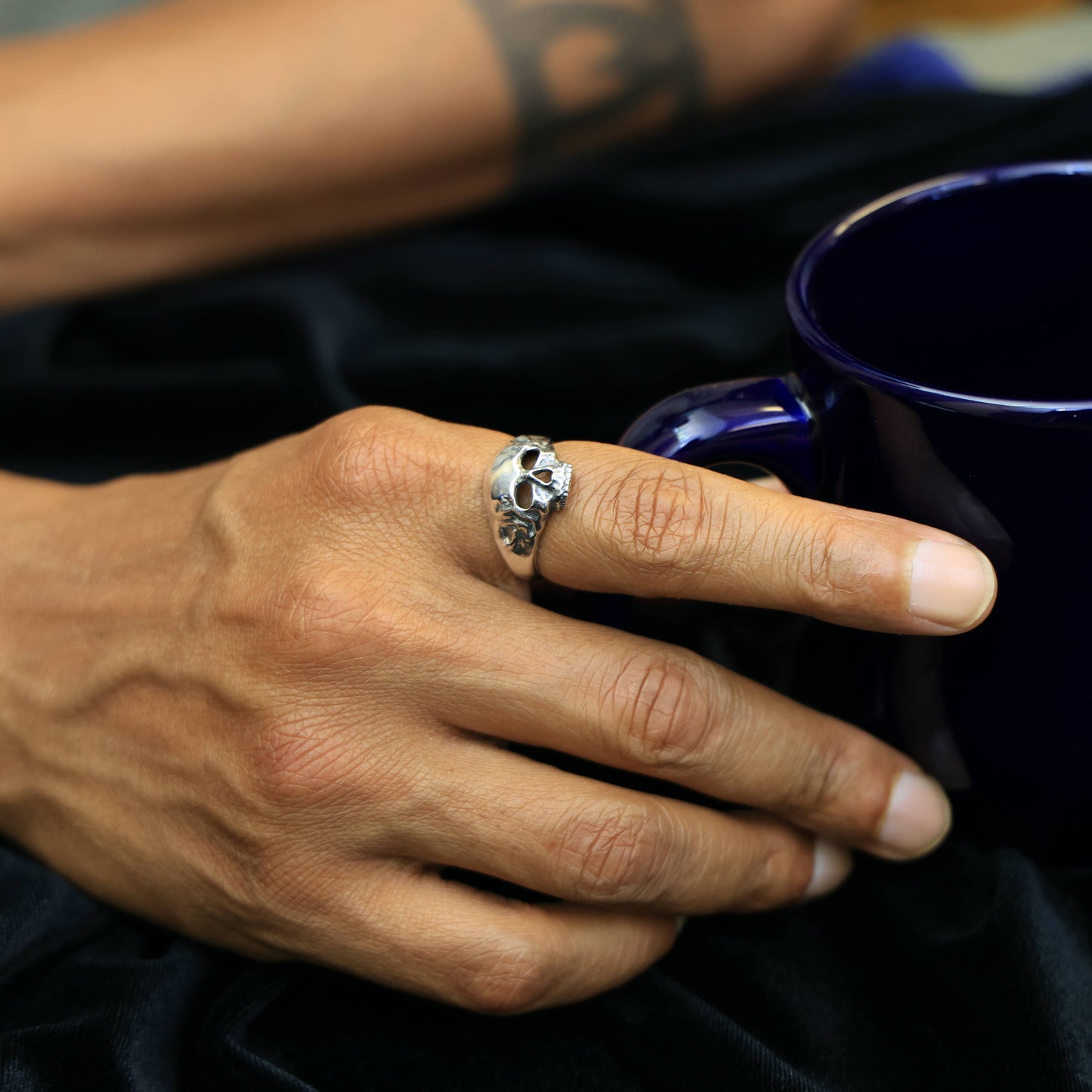 Sterling Silver or Bronze Chunky Skull Ring