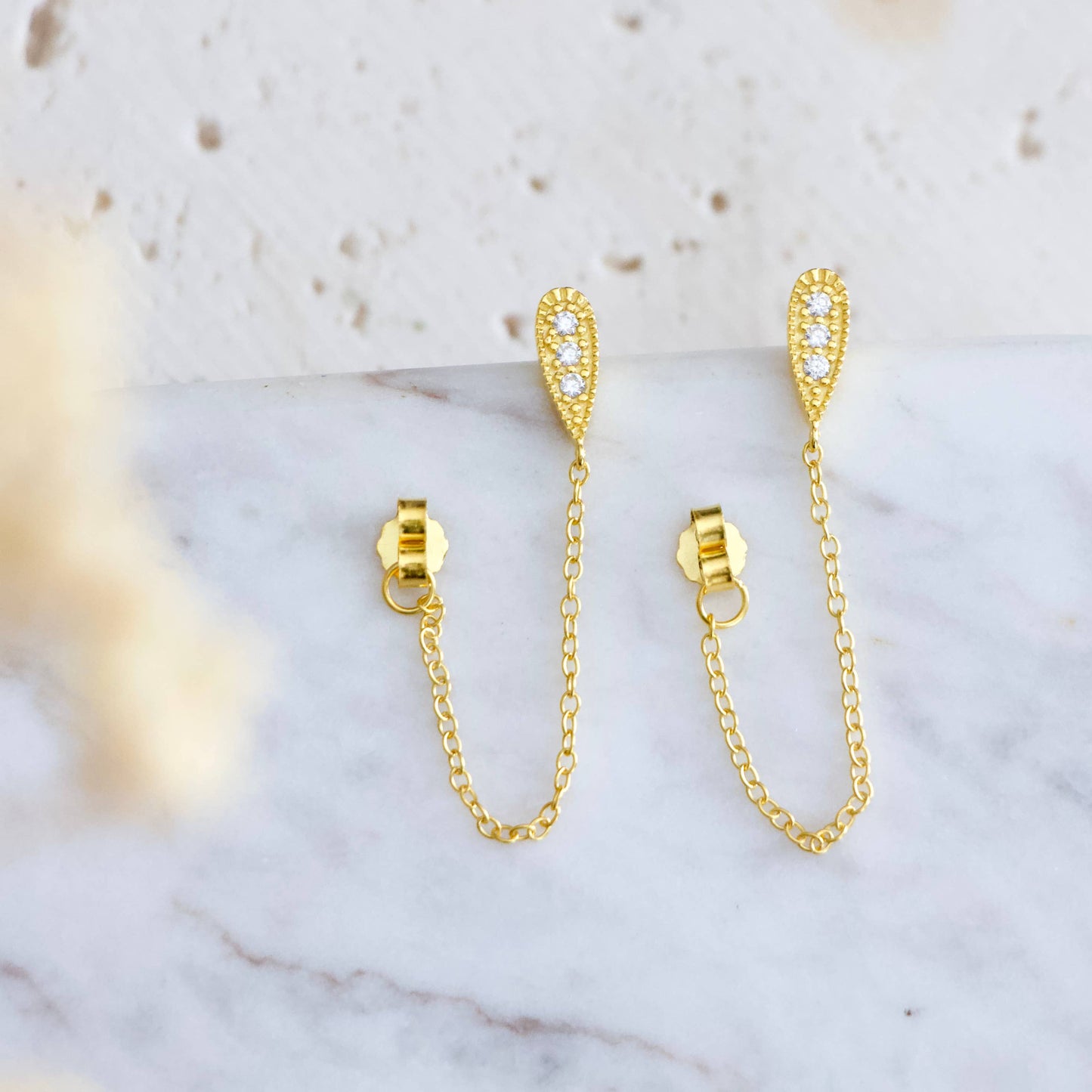 CZ Chain Earrings - Hypoallergenic