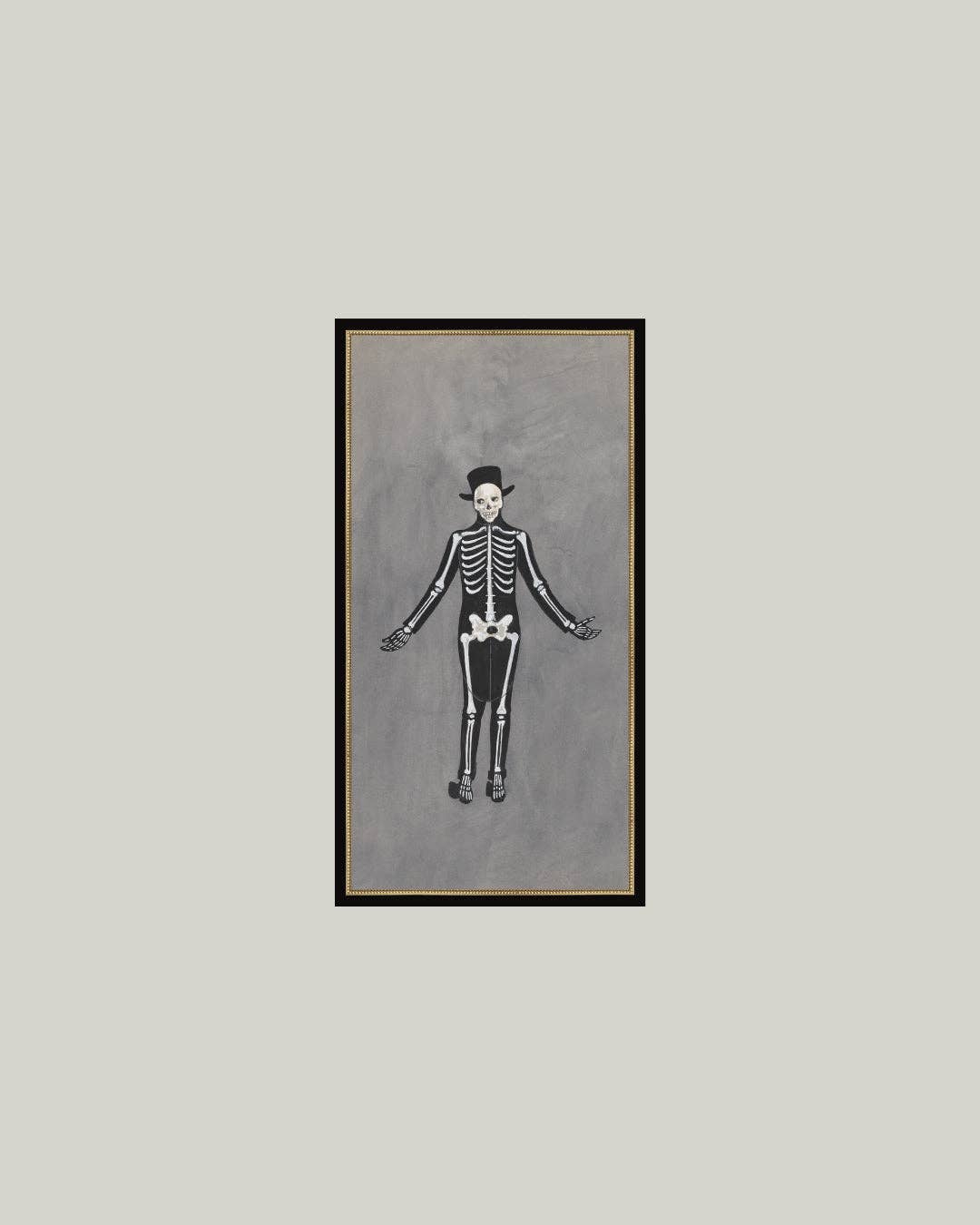 Top Hat Skeleton Framed Antique Art