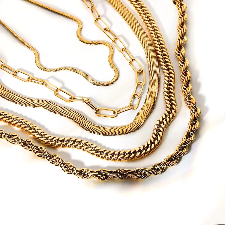 Gold Snake Chain Layering Necklace - waterproof