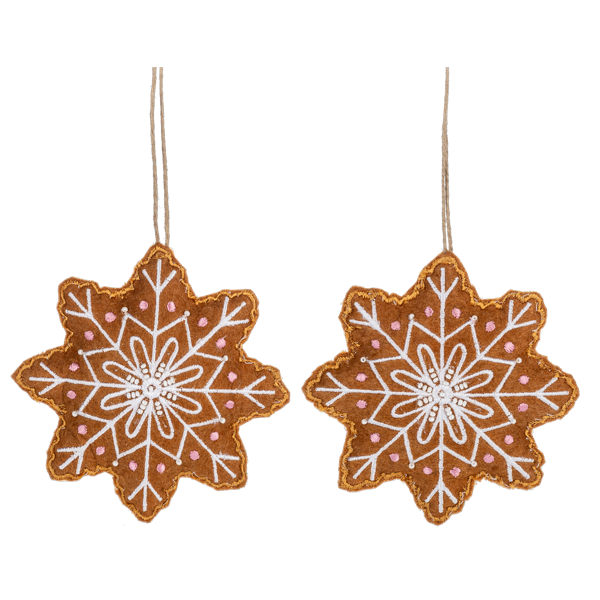 Embroidered Gingerbread Snowflake Ornament