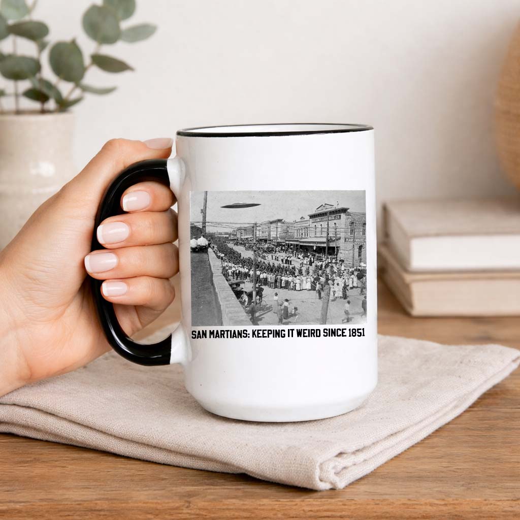 San Martians Mug San Marcos Texas Coffee Mug Funny Alien Texas Mug Local Humor Gift Ceramic Coffee Mug