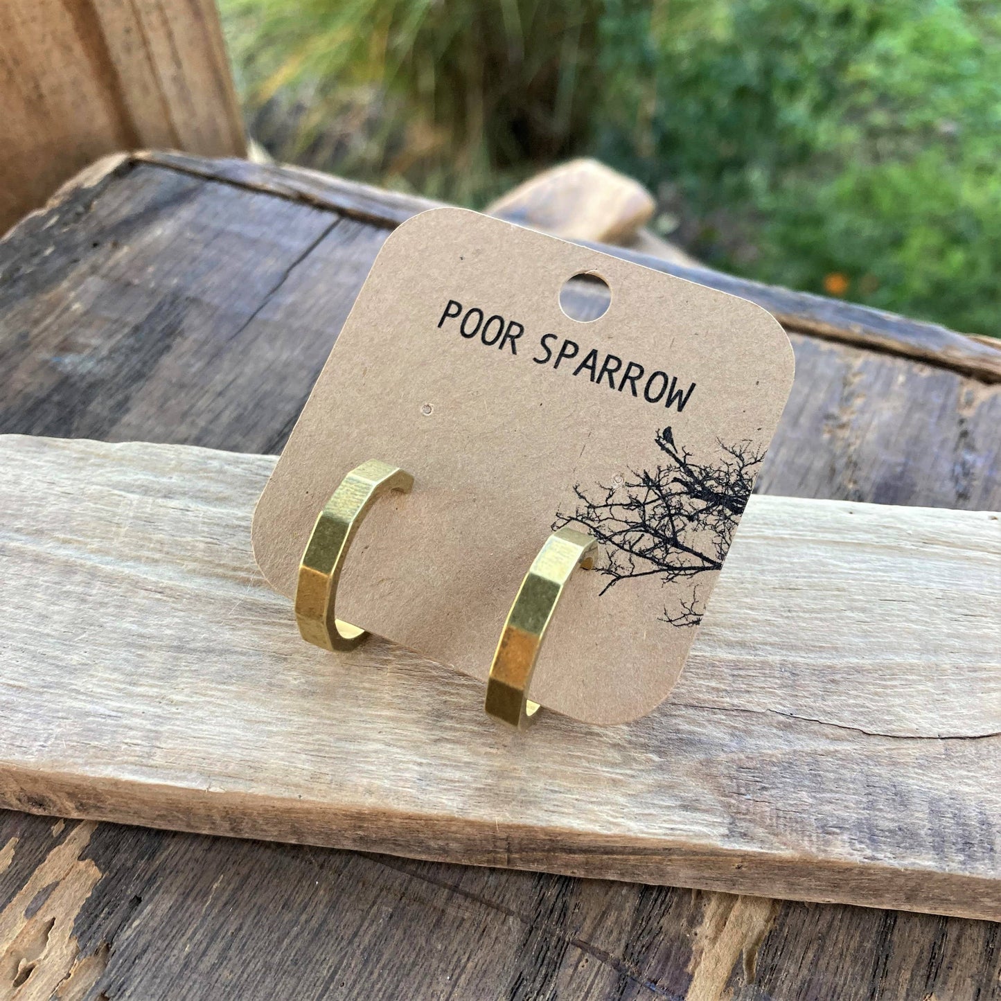 Brass Polygon Hoop Earrings